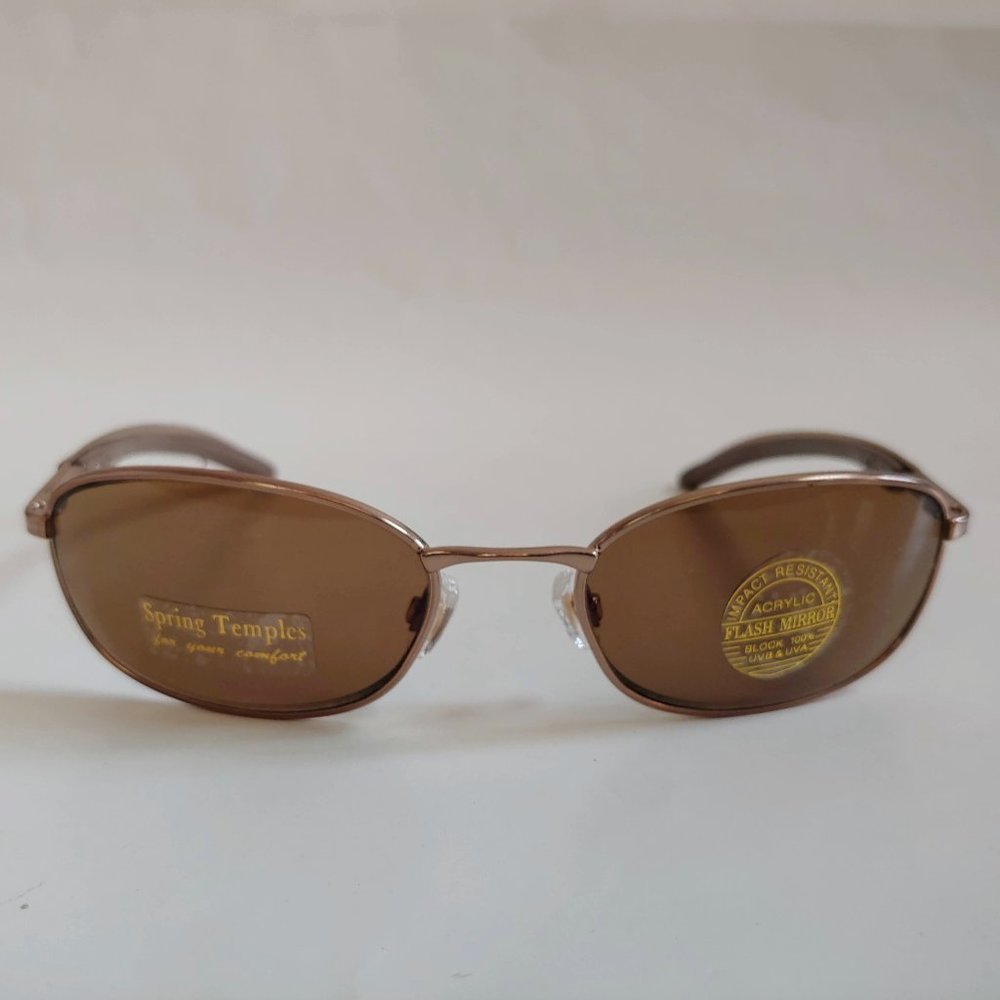 NWT True Vintage 90's Rectangle Metal Sport Sunglasses (S.Borwn)